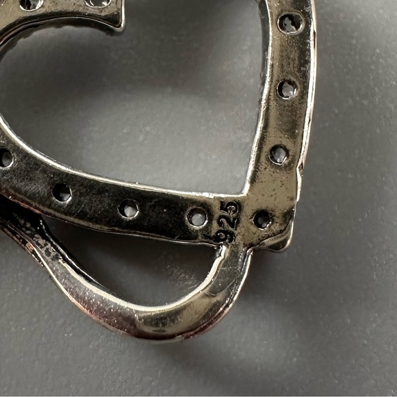 Sterling Silver Black CZ Devil Heart Necklace - Edgy Romance - Picture 5 of 11